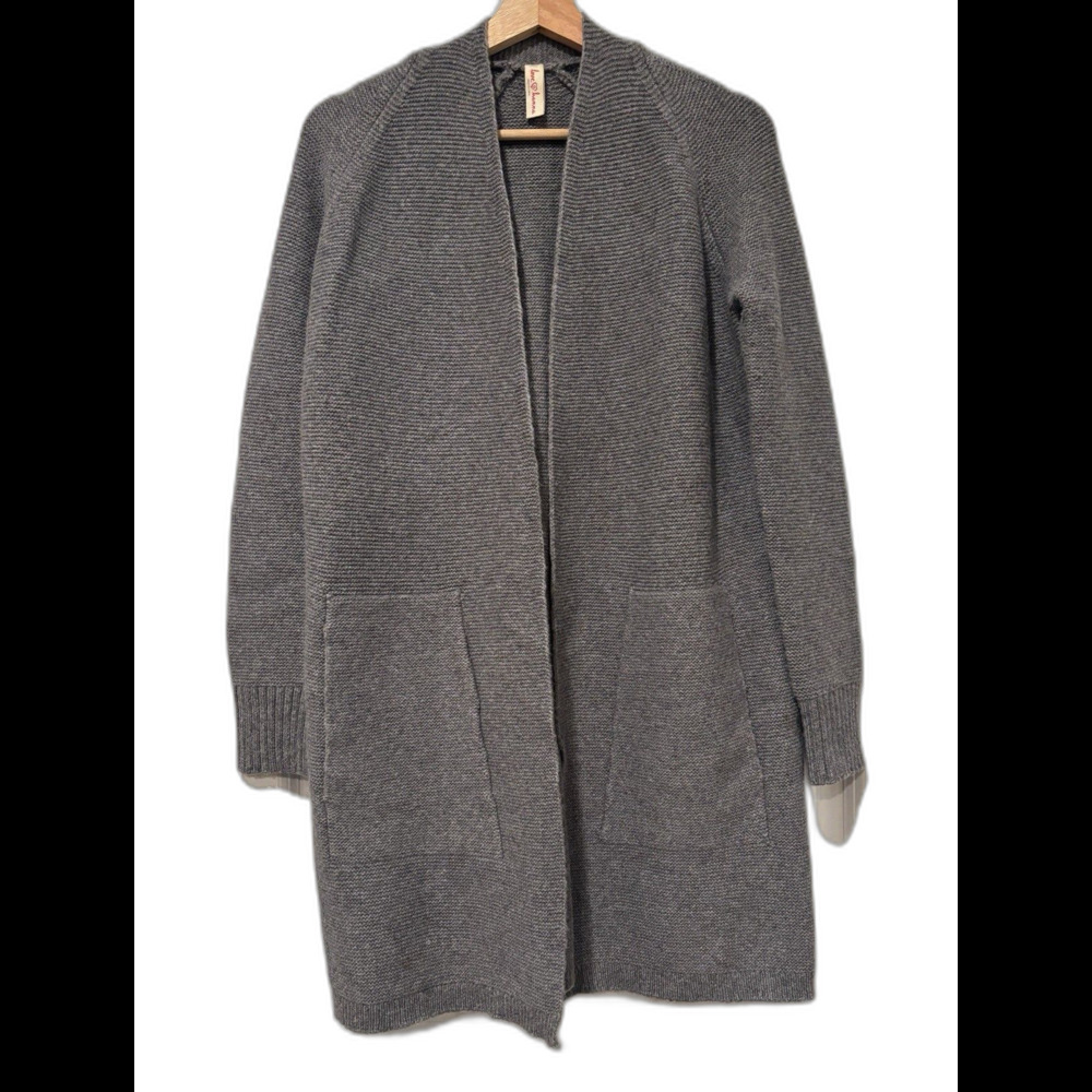Hannah Anderson Womens Wool Gray Open Front Cardigan With Pockets Size XS Laggen